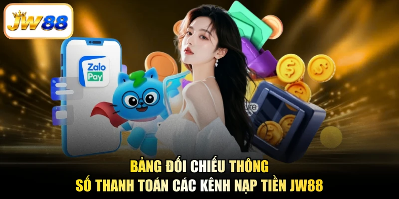 Bảng đối chiếu thông số thanh toán các kênh nạp tiền JW88